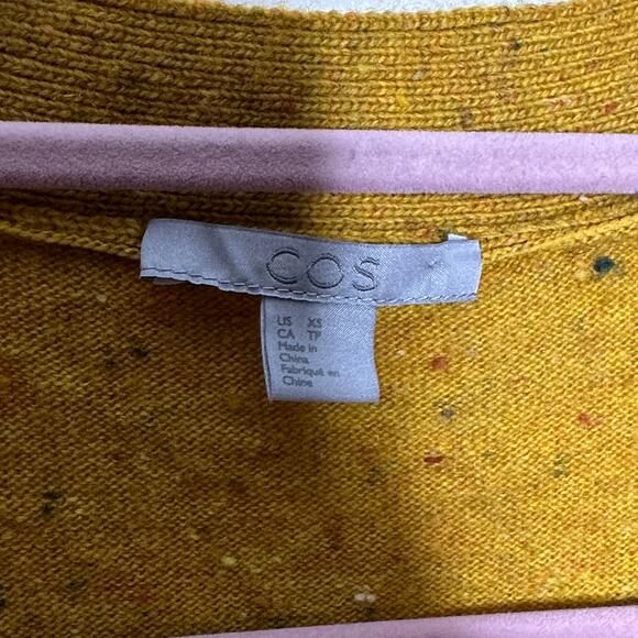COS Speckled Oversized Cardigan Sweater Wool Mustard Yellow {3Q1} - Picture 5 of 6